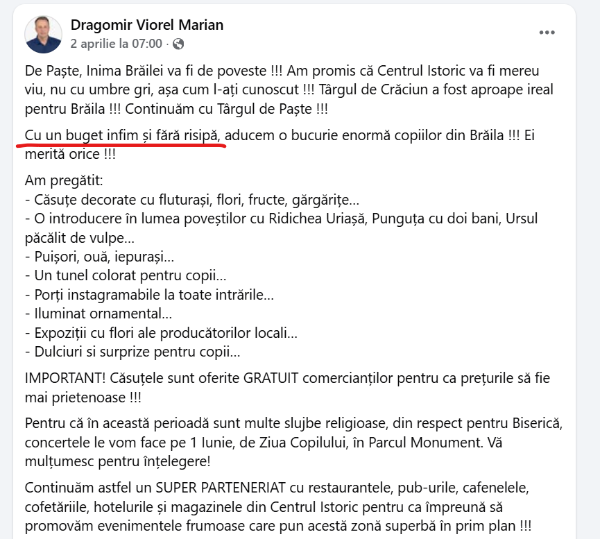 primar braila buget infim și fara risipa pentru F