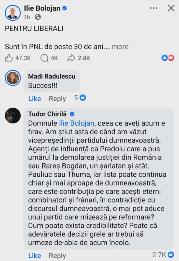 comentariu Tudor Chirilă