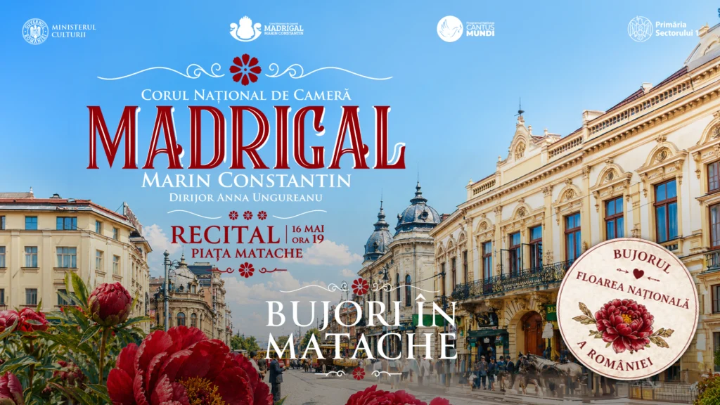 Corul Madrigal transformă Piața Matache în scenă, de Ziua Bujorului Românesc