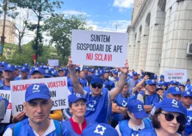 Sute de angajați de la Apele Române protestează în București