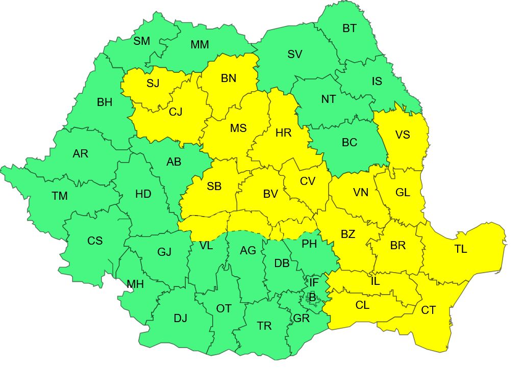 avertizare meteo cod galben 1 iunie