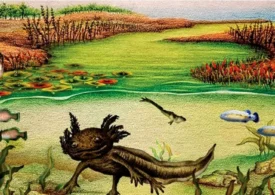 A fost descoperită o fosilă de salamandră înrudită cu celebrul axolotl