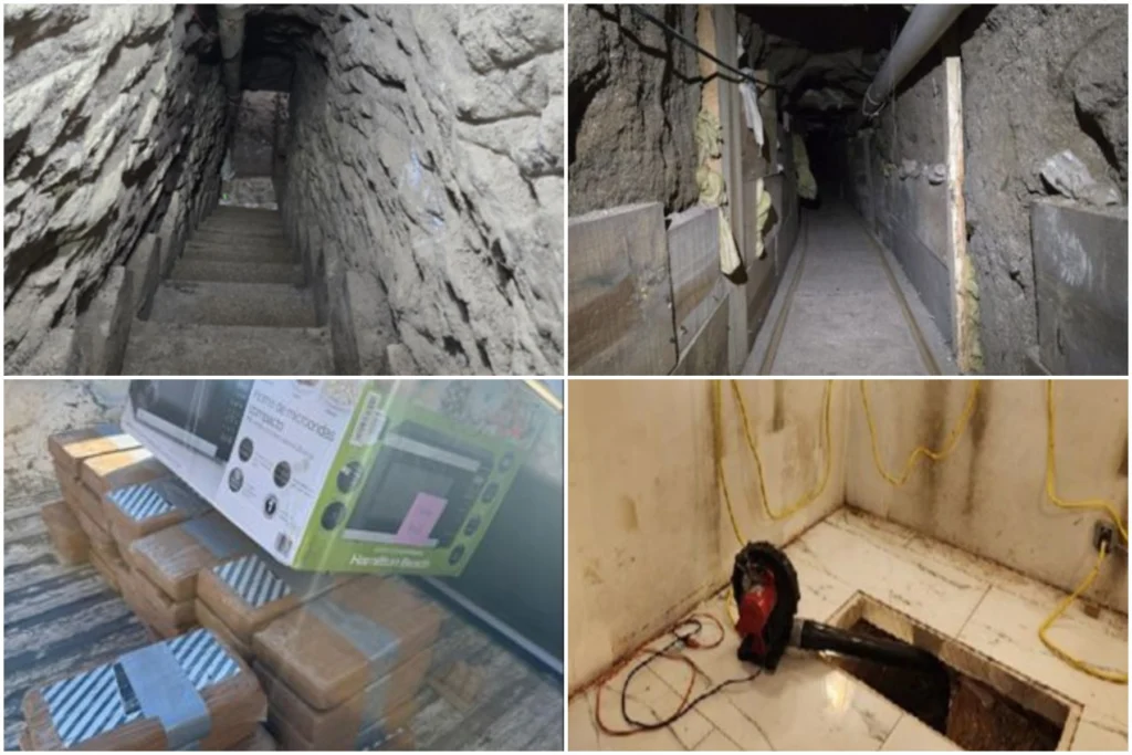 Tunel secret de aproape 600 de metri sub granița SUA-Mexic: A fost confiscată o tonă de cocaină, în valoare de 45 de milioane de dolari (Video)