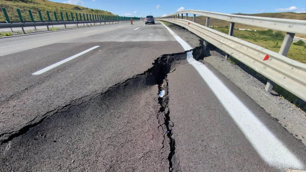 Alunecarea de teren de pe A10. CNAIR explică de ce nu a mutat traficul pe celălalt sens al autostrăzii: Siguranța nu se negociază