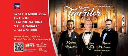 Ediția 2026 a „Duelului Tenorilor”, cu Ștefan von Korck și invitații, pe 14 septembrie la Teatrul Național - Sala Studio, în deschiderea stagiunii Musical Extravaganza