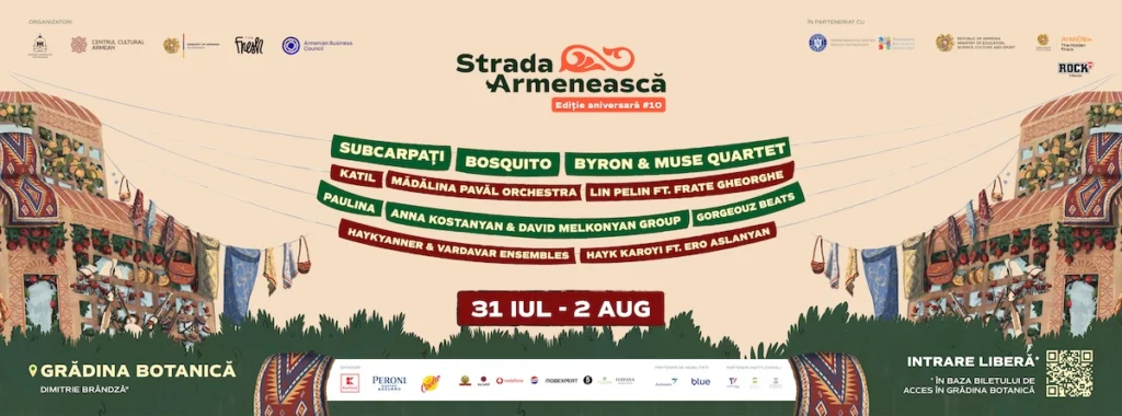 Festivalul Strada Armenească celebrează 10 ediții între 31 iulie și 2 august în Grădina Botanică din București