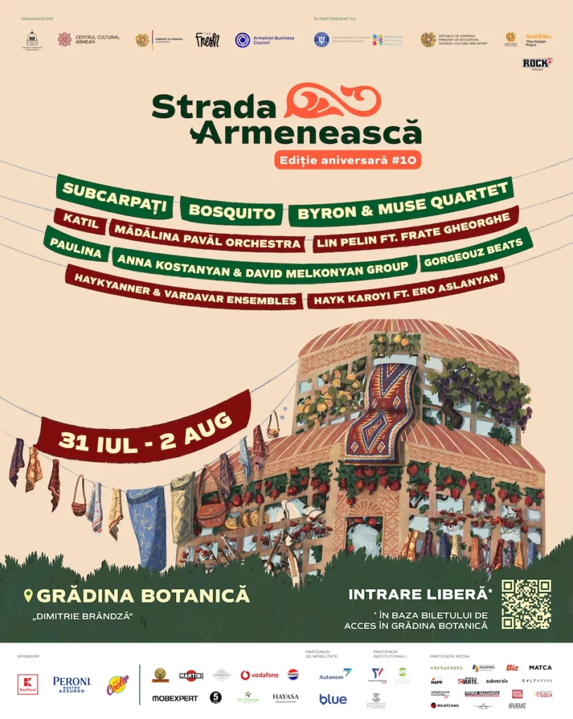 Festivalul Strada Armenească deschide porțile către Armenia prin artă, dialog și patrimoniu, între 31 iulie și 2 august, la Grădina Botanică din București