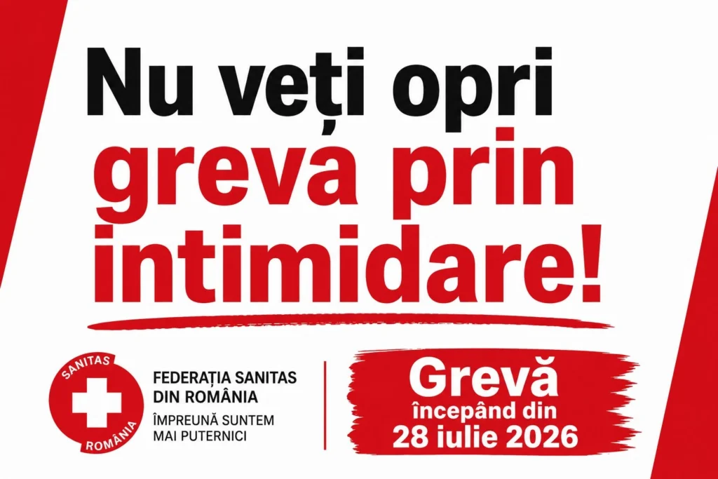 Mâine e grevă generală în Sănătate. Sanitas acuză presiuni asupra angajaților înaintea protestului: „Nu vă lăsați intimidați!”