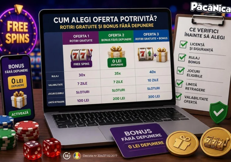 Cazinouri cu rotiri gratuite și bonus fără depunere: cum alegi oferta