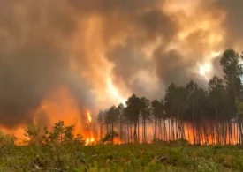 Mii de turiști și localnici evacuați din sud-vestul Franței, după ce un incendiu de vegetație alimentat de caniculă a scăpat de sub control (Video)
