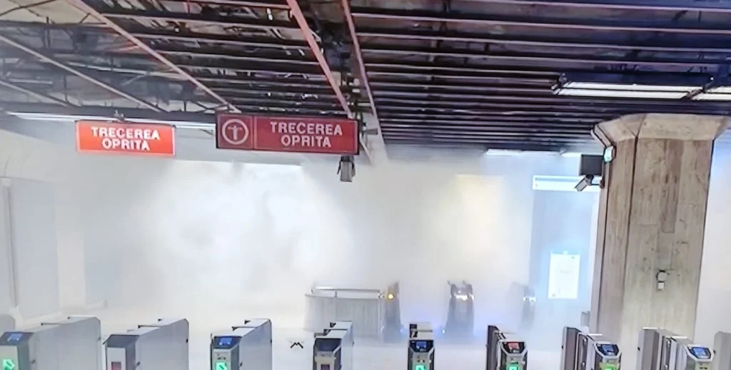 Incendiu la metrou după inundație: Panică în stația Universitate. Metrorex se chinuie să scoată 7 milioane de litri de apă de la Piața Victoriei (Video)