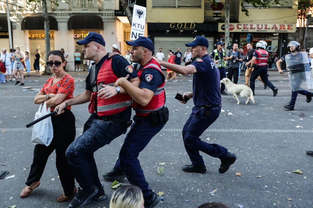 protest albania tirana resort Trump