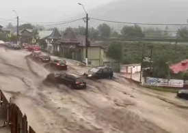 Imagini dramatice pe străzile din Bușteni, după o ploaie torențială în Bucegi. Pârâul Jepi a ieșit din matcă, un cartier a rămas izolat (Video)