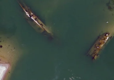 Scăderea nivelului Dunării în Serbia a scos la suprafață epave naziste (Foto & Video)