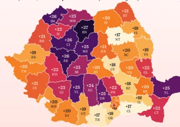 Harta valurilor de căldură în România. Județele cu cele mai multe zile de caniculă în plus din 1961