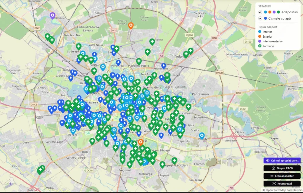 București: 271 de spații cu apă rece și aer condiționat gratuite.