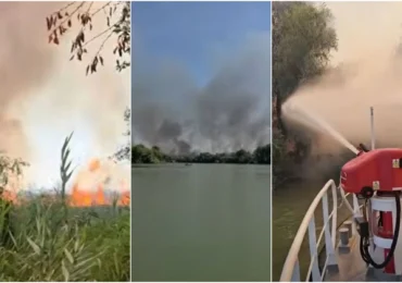 Incendiu puternic în Delta Dunării. Flăcările amenință pădurea, pompierii intervin de pe apă (Video)