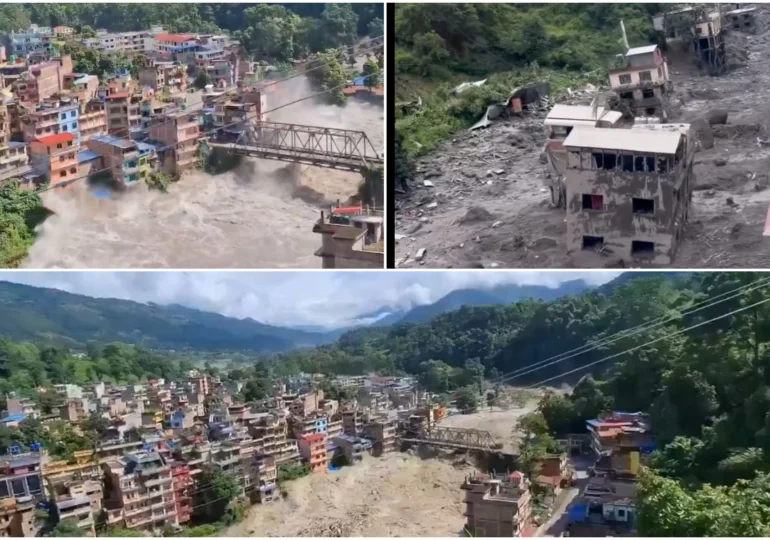 O viitură uriașă a măturat sate întregi la granița dintre Nepal și Tibet: Aproape 100 de morți și sute de dispăruți. Pericolul nu a trecut (Video)