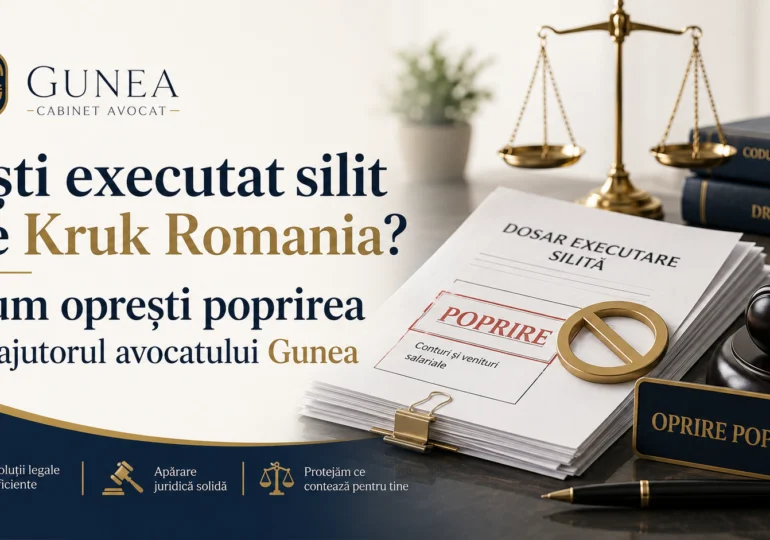 Ești executat silit de Kruk Romania? Cum oprești poprirea cu ajutorul avocatului Gunea