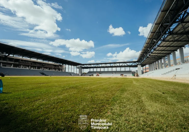 Cel mai nou stadion din România e aproape gata: A început montarea gazonului