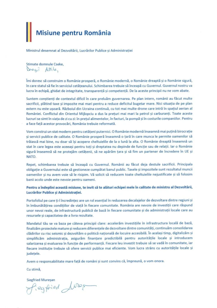 scrisoare Cseke