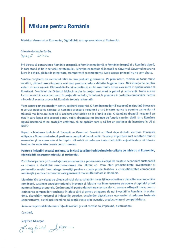 scrisoare Darău