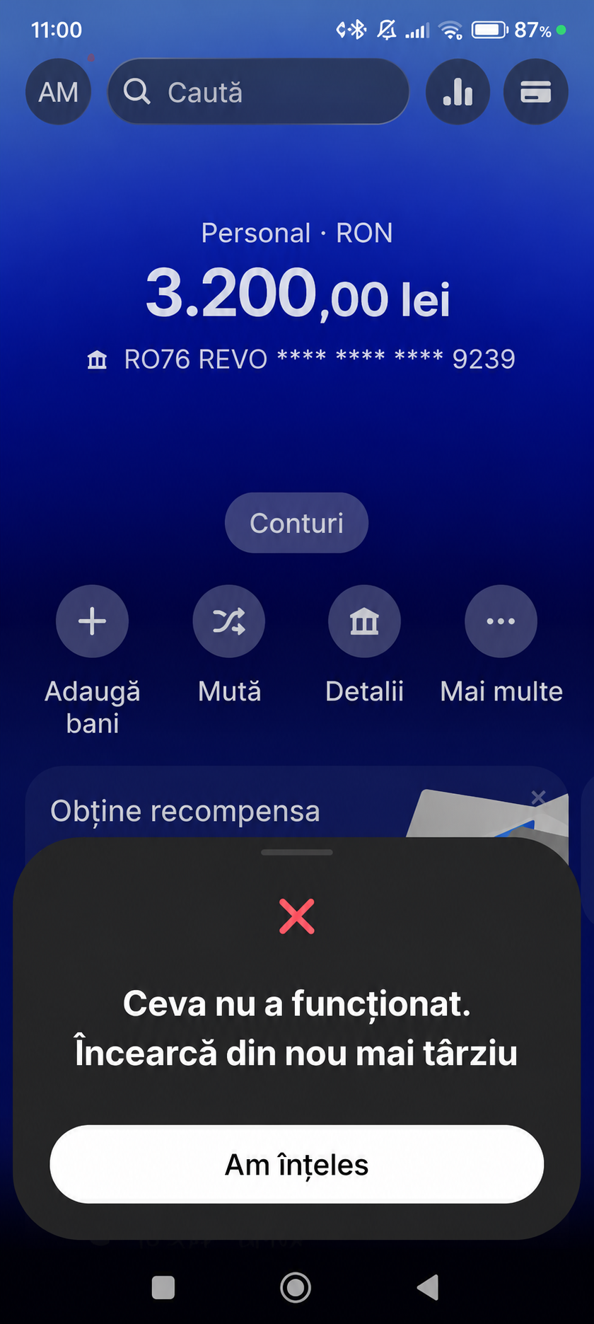 Eroare Revolut aplicație