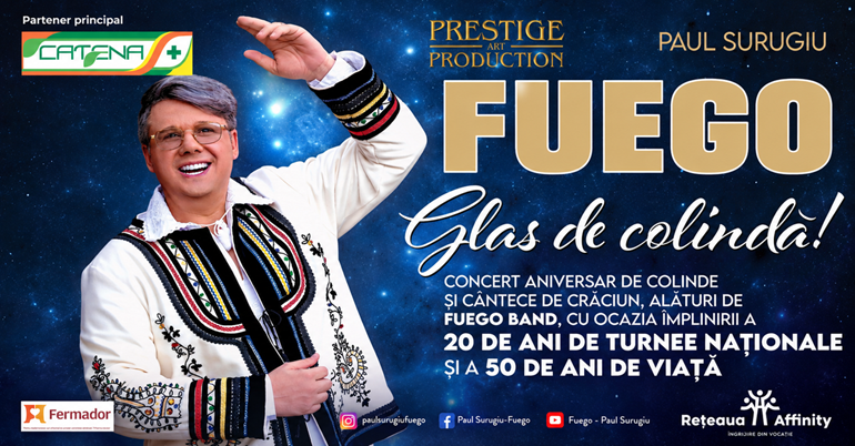 Fuego aduce spiritul Crăciunului pe scenă în cadrul turneului național „Glas de colindă”