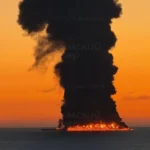 Un petrolier lovit de Ucraina arde în Marea Neagră lângă stațiunea lui Putin: Coloana imensă de fum se vede de la zeci de kilometri (Video)