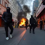 Furie la Tirana: Tiruri de torțe trase spre polițiști. Ripostă cu gloanțe de cauciuc (Video)
