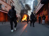 Furie la Tirana: Tiruri de torțe trase spre polițiști. Ripostă cu gloanțe de cauciuc (Video)